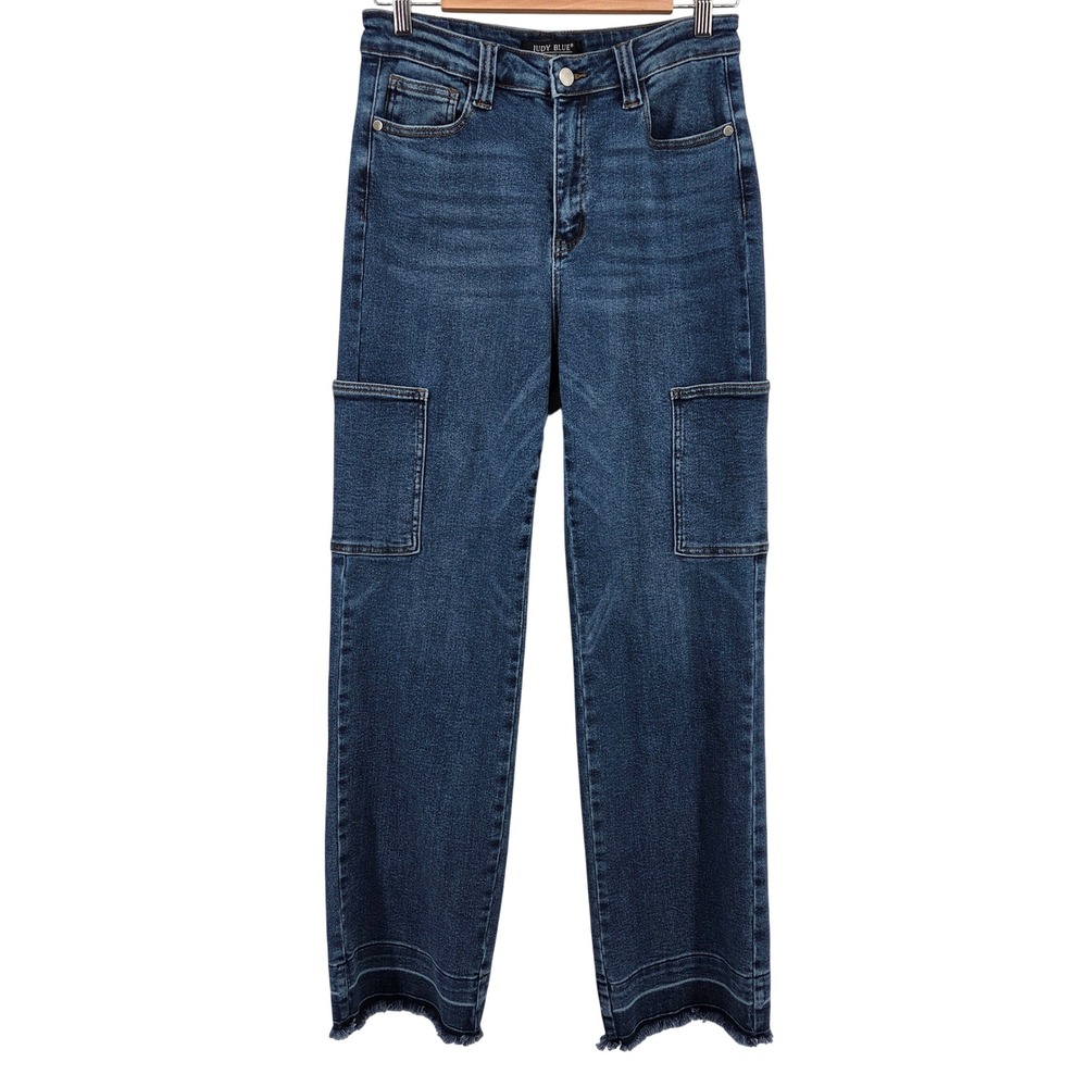 Judy Blue Womens Jeans Cargo Pants High Rise Wide Leg Blue 29